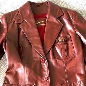 Etienne Aigner vintage oxblood leather blazer